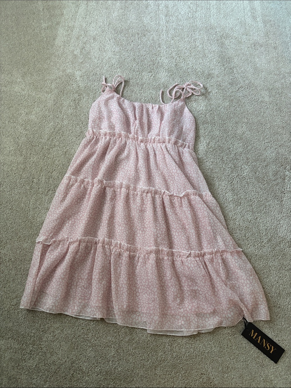 Pink Tiered Midi Sundress with Tie Straps